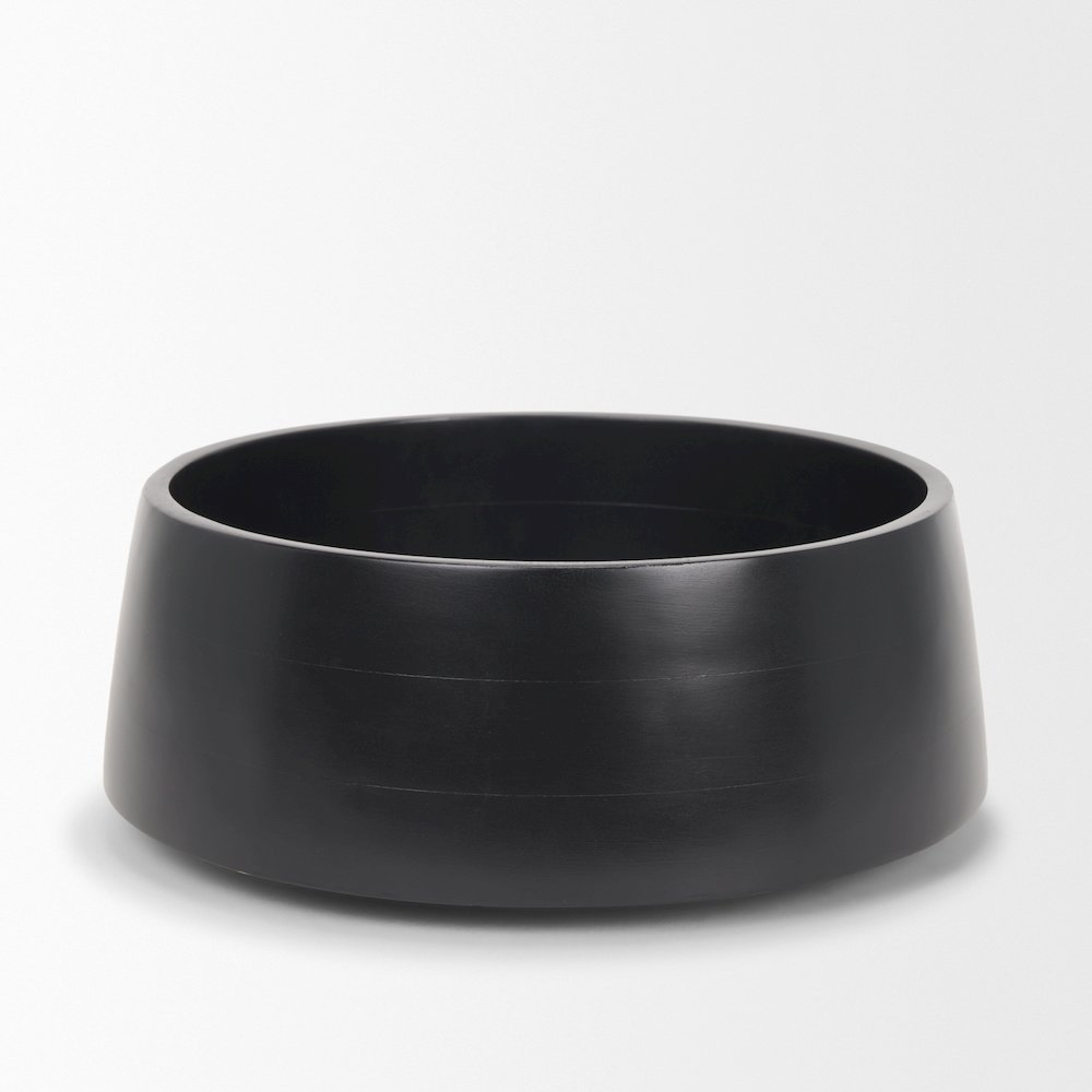 Black Solid Wood Decorative Bowl. Picture 1