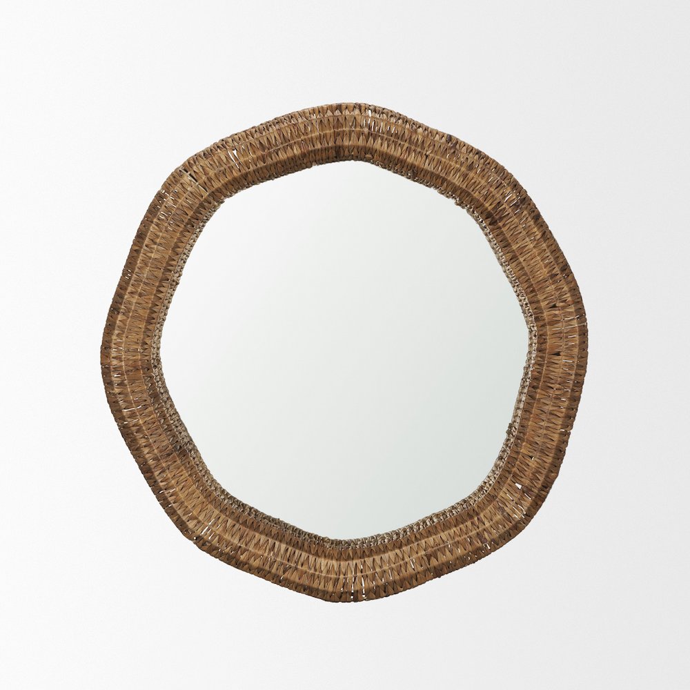 Warrick 36" Woven Water Hyacinth Mirror. Picture 1