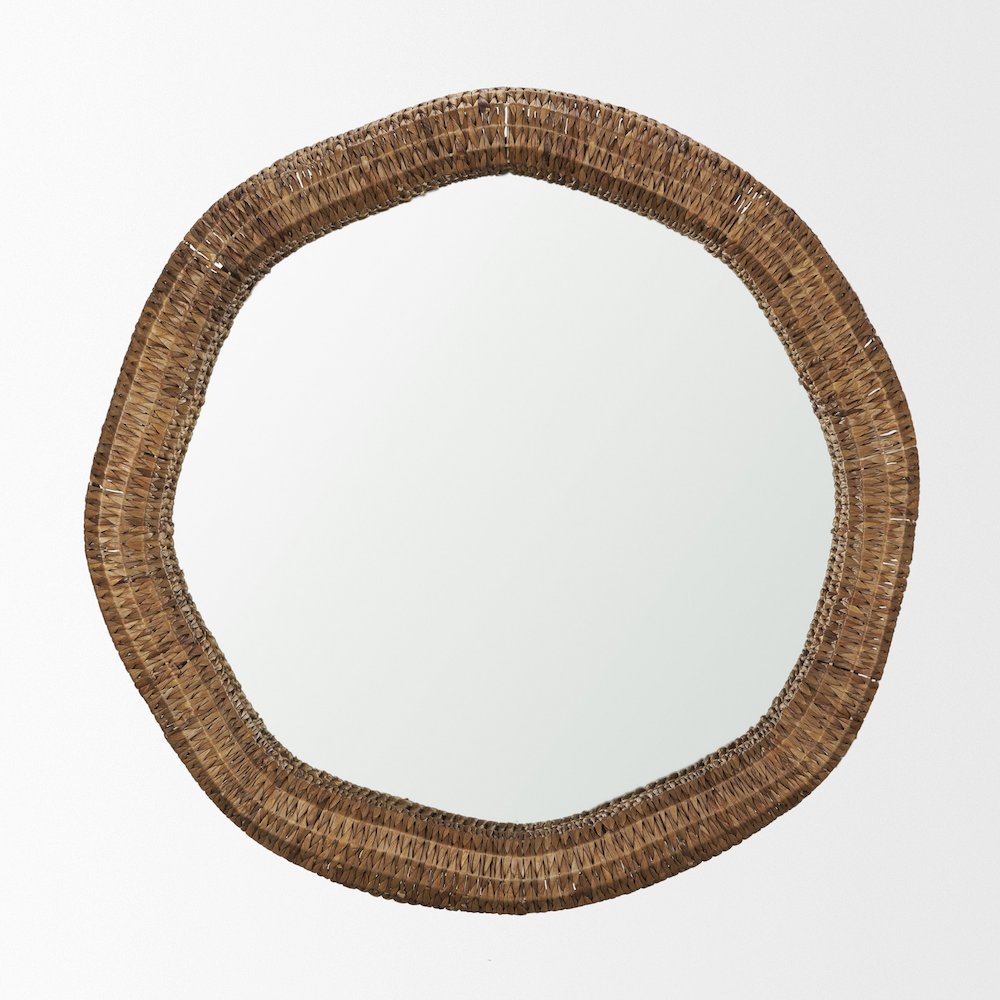 Warrick 42" Woven Water Hyacinth Mirror. Picture 1