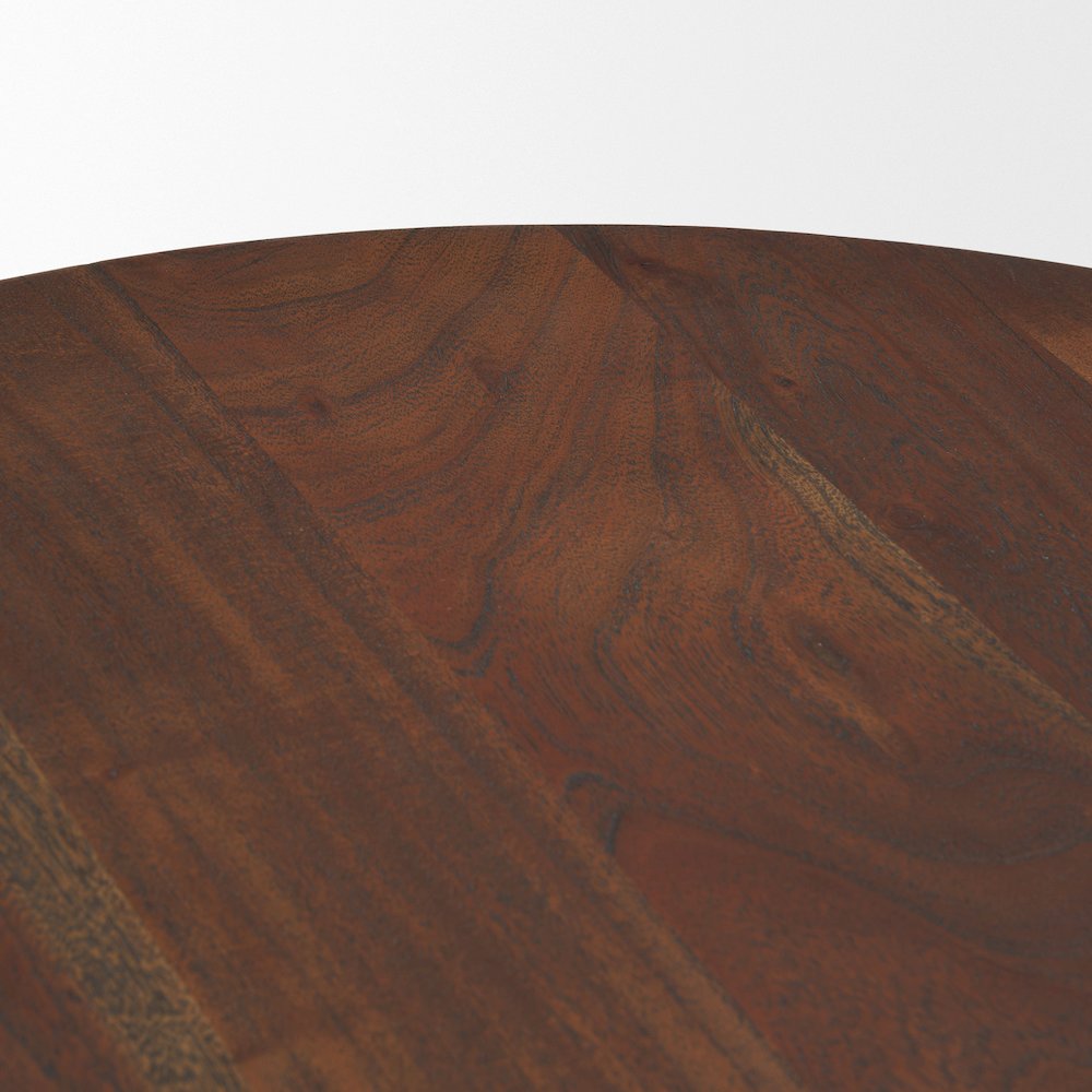 Pedestal Medium Dark Brown Acacia Wood Foyer Table. Picture 4