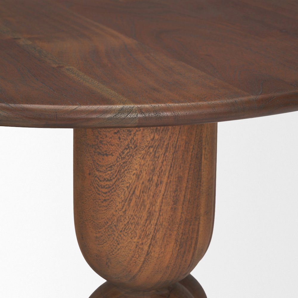 Pedestal Medium Dark Brown Acacia Wood Foyer Table. Picture 5