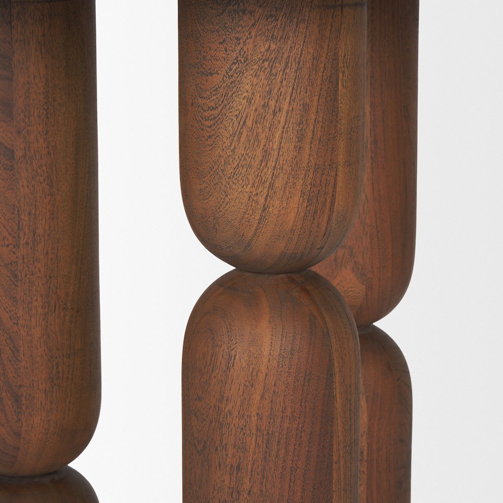 Pedestal Medium Dark Brown Acacia Wood Foyer Table. Picture 6