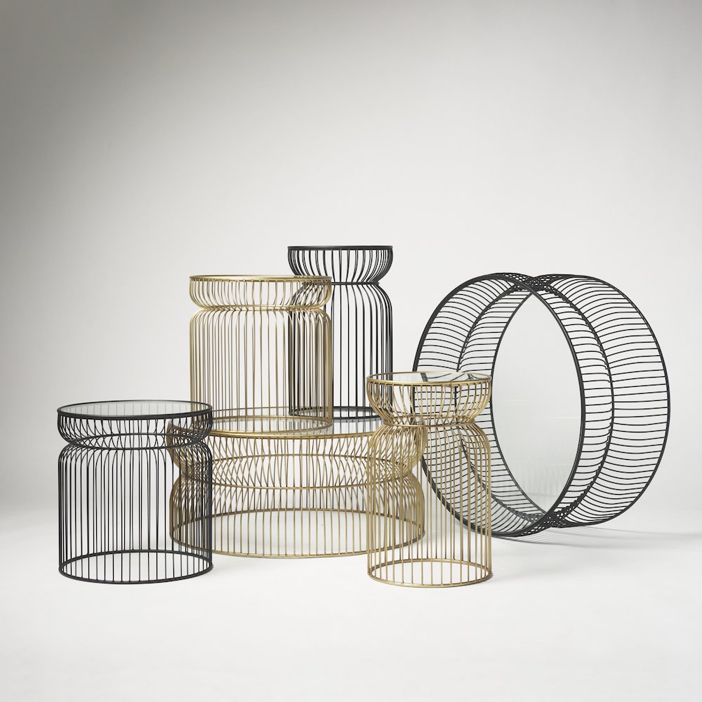 Shani Set of 2 Round, Gold Metal w/ Glass Accent Tables. Picture 9