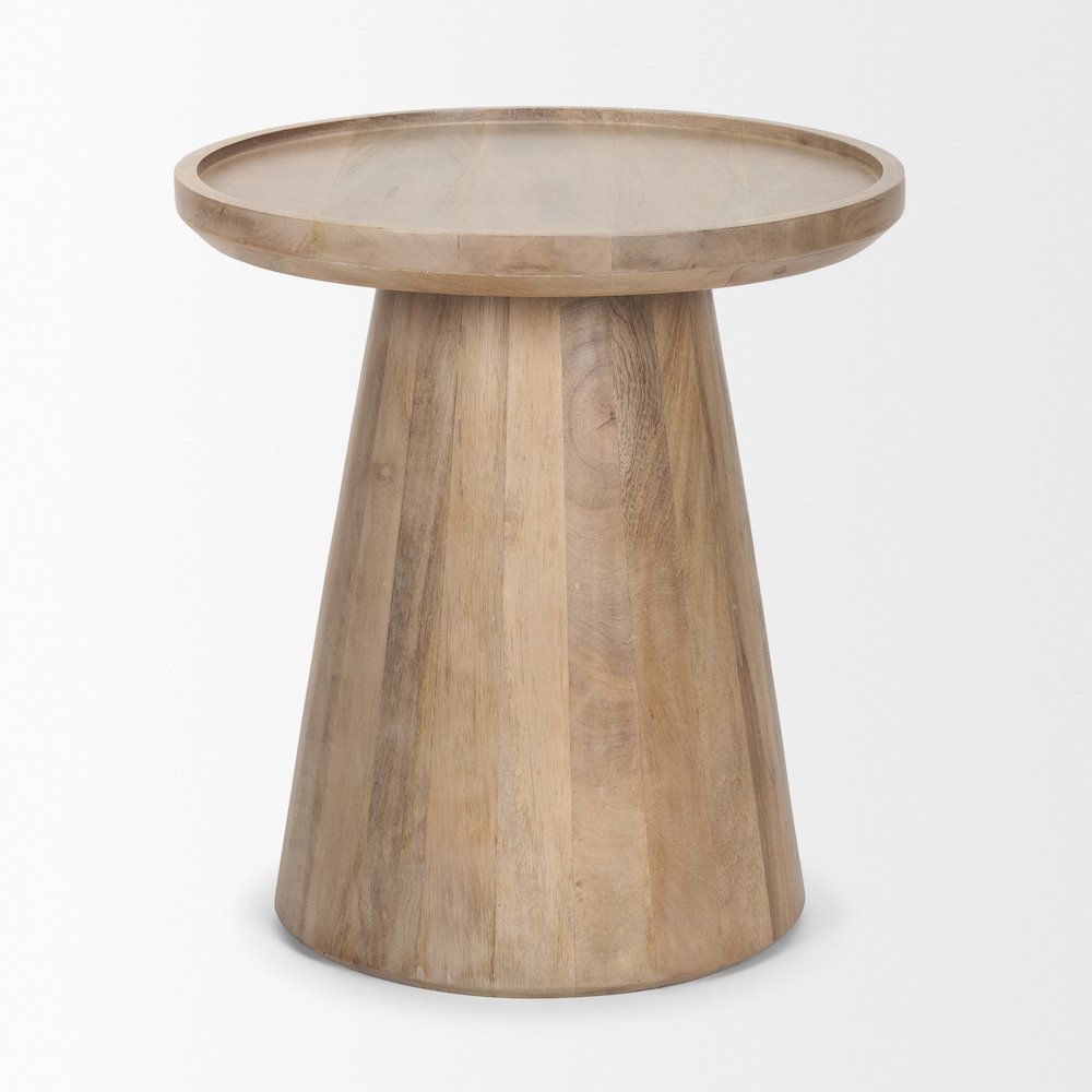 Light Brown Wood Tapered Drum Accent Table. Picture 1