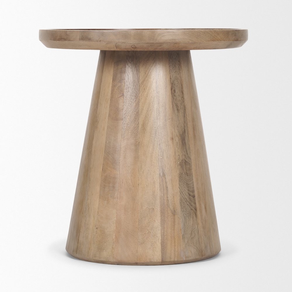 Light Brown Wood Tapered Drum Accent Table. Picture 2