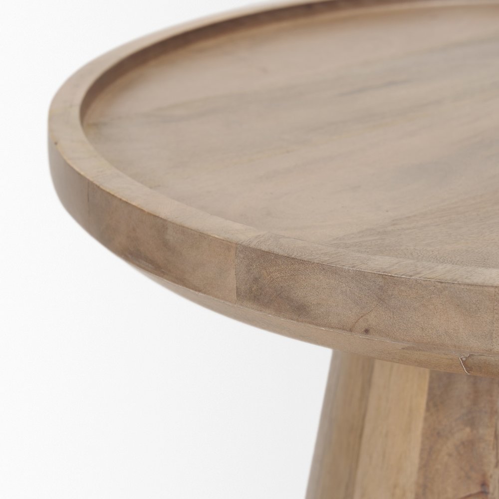 Light Brown Wood Tapered Drum Accent Table. Picture 4