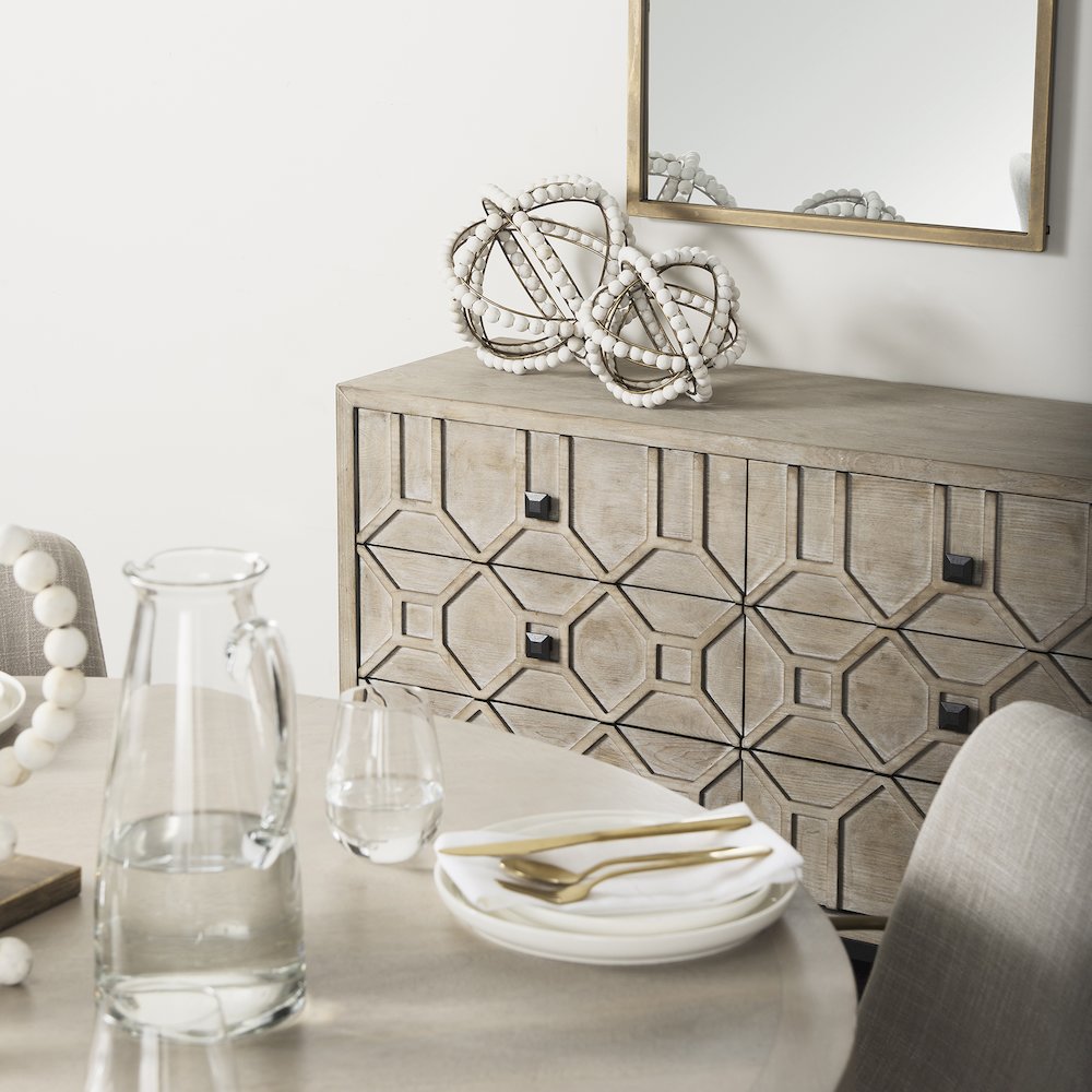 Genevieve II Light Brown Fir Veneer 9 Drawer Sideboard. Picture 10