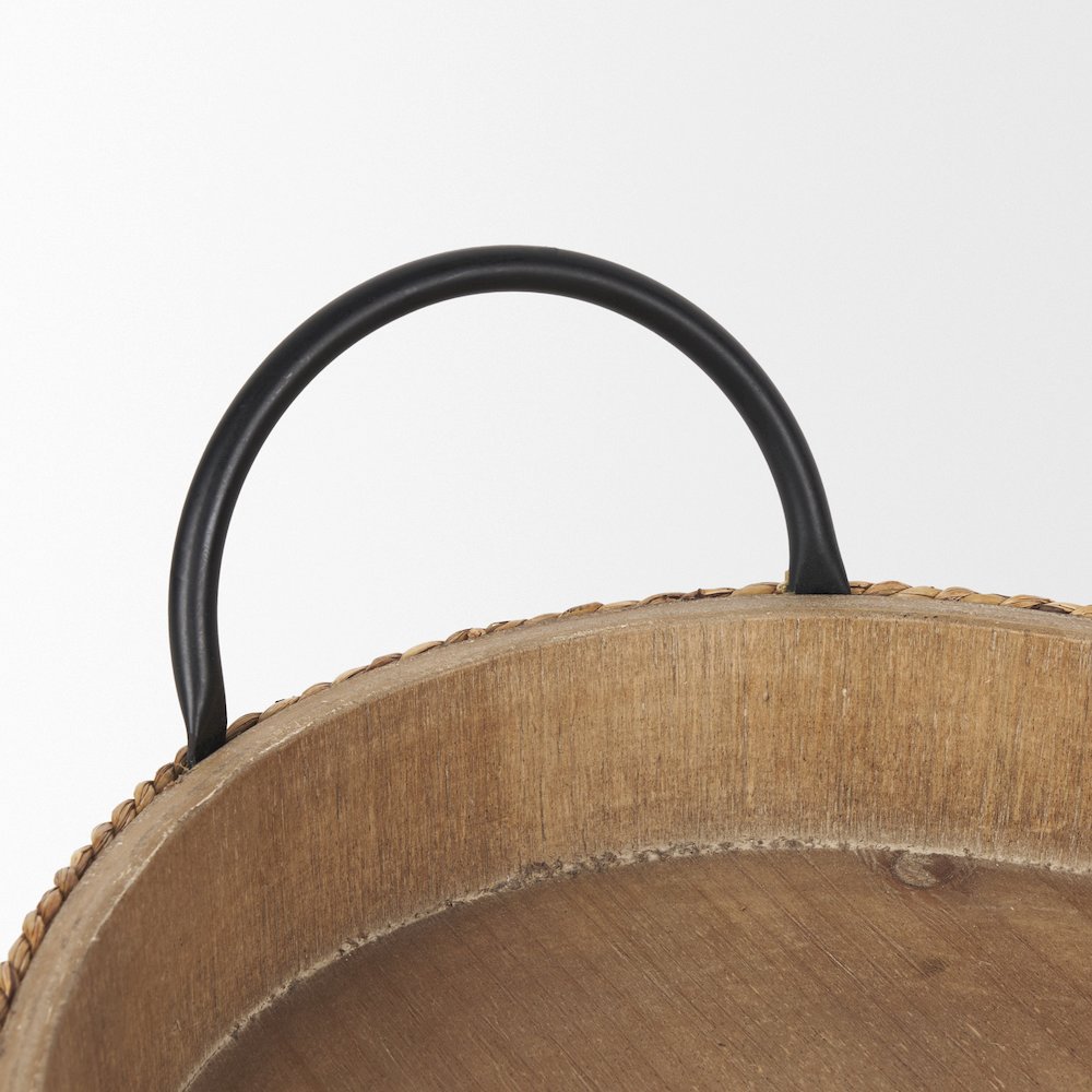 Wheaton Light Brown Wood Natural Jute Serving Trays. Picture 6