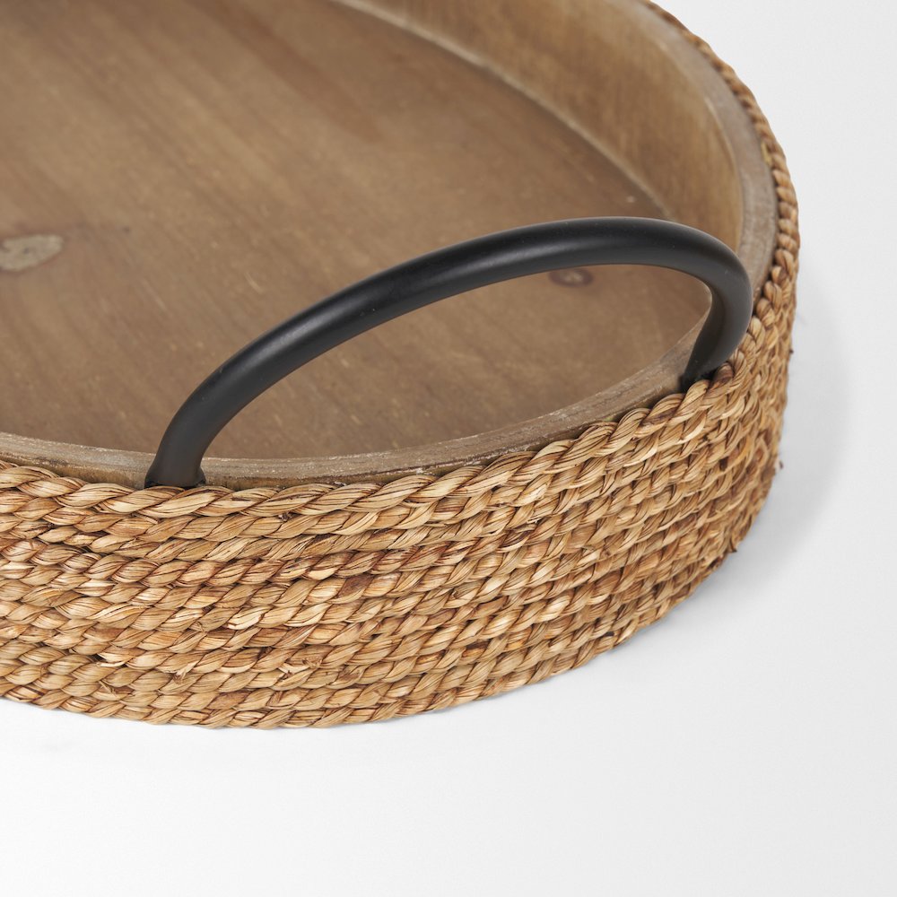 Wheaton Light Brown Wood Natural Jute Serving Trays. Picture 7