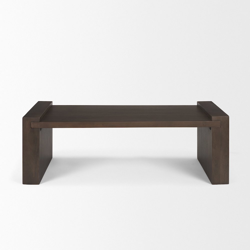 Dark Brown Wooden Rectangular Coffee Table. Picture 1