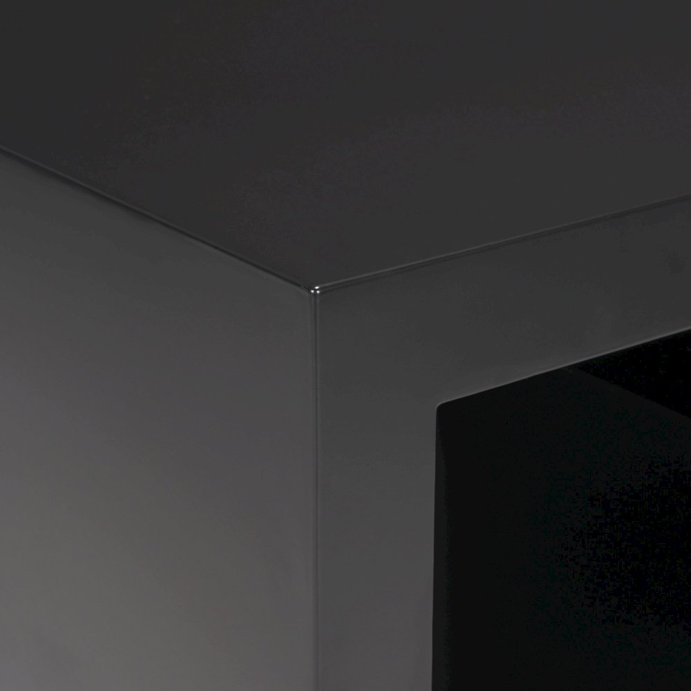 Matte Black Metal Open Shelves Side Table. Picture 5