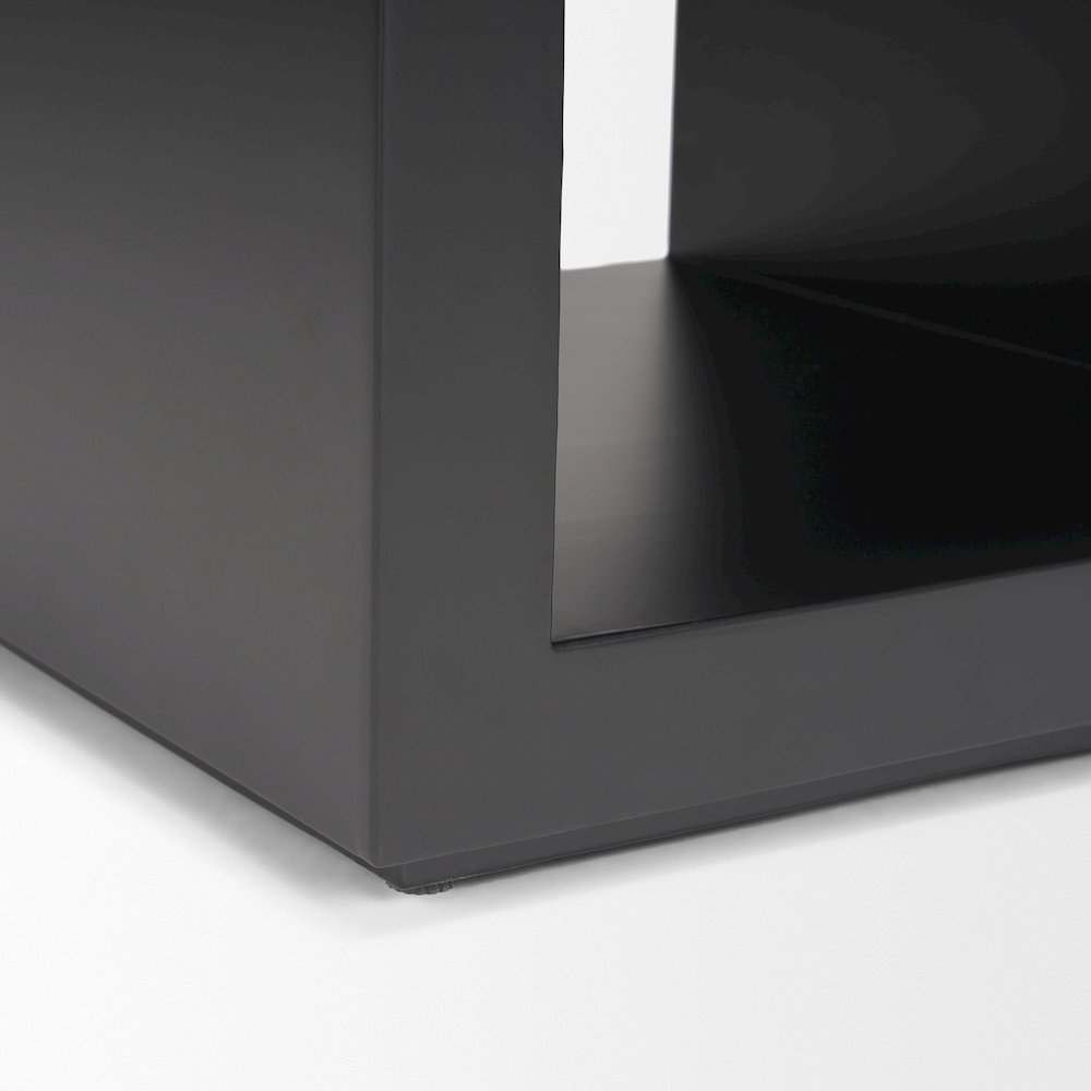 Matte Black Metal Open Shelves Side Table. Picture 7