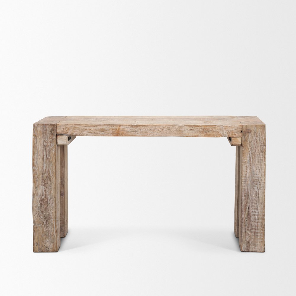 Whitewash Reclaimed Wood Console Table. Picture 1