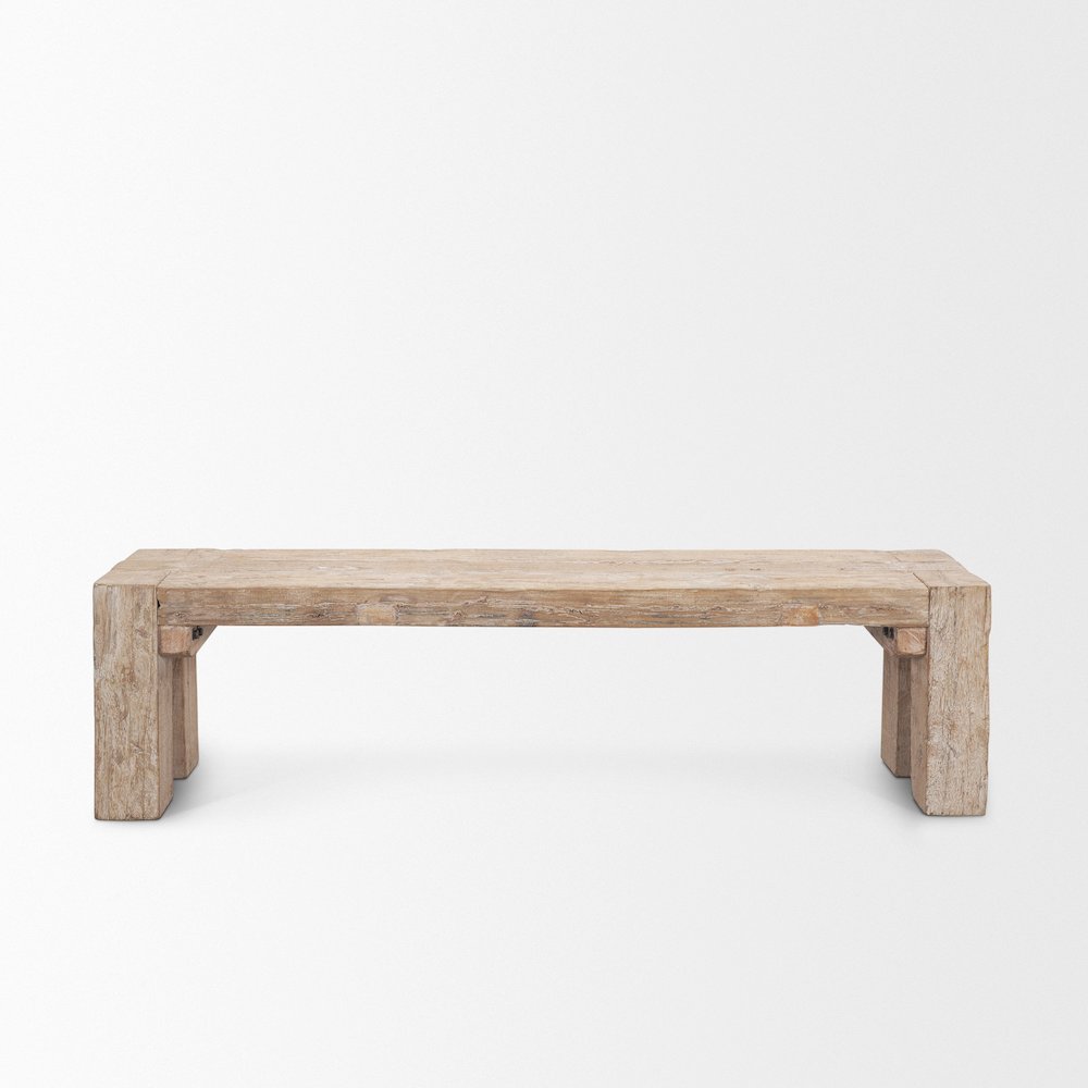 Whitewash Reclaimed Wood Bench. Picture 2