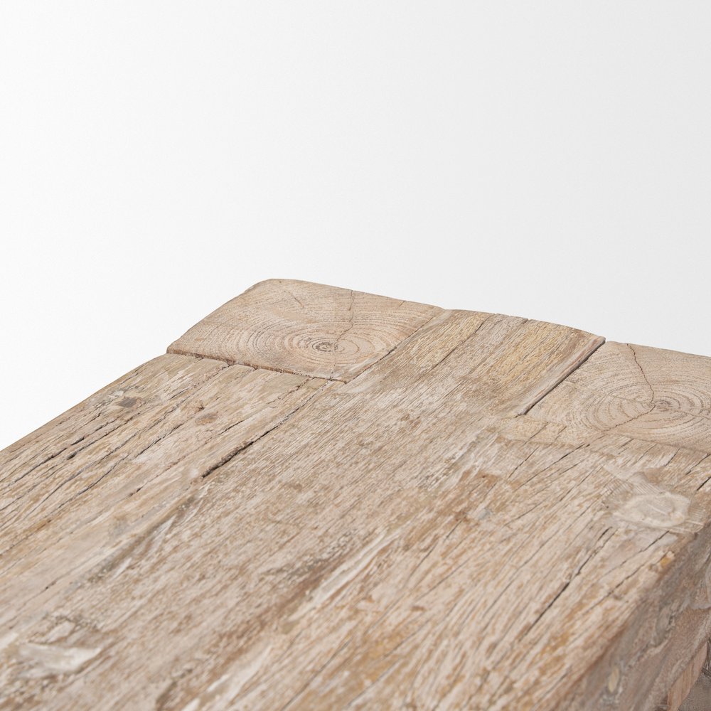 Whitewash Reclaimed Wood Bench. Picture 4
