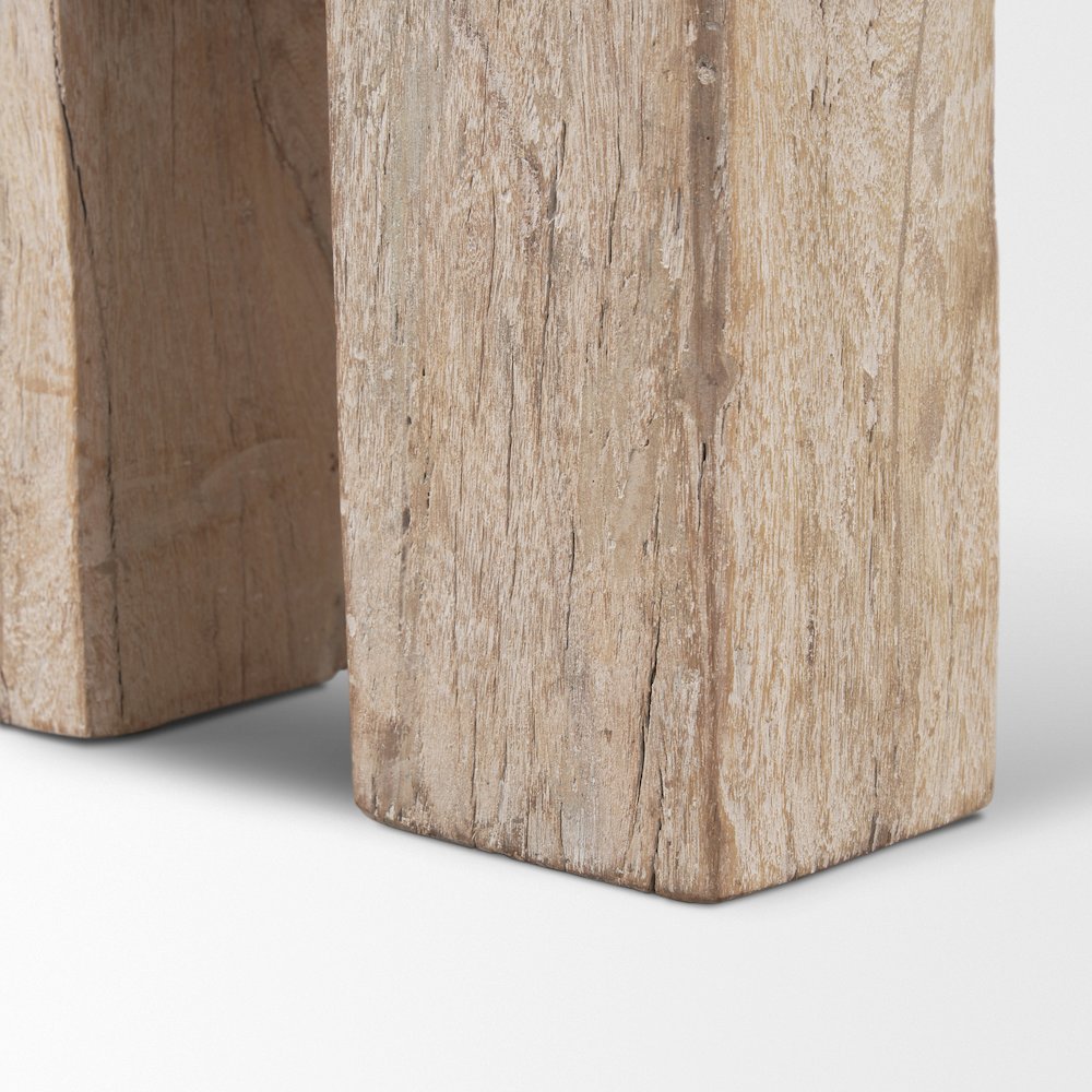 Whitewash Reclaimed Wood Bench. Picture 7