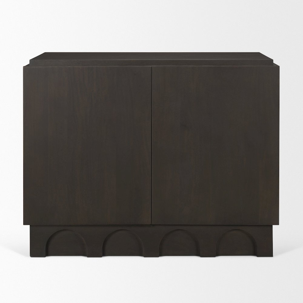 Dark Brown Wood Arched Design Accent Cabinet. Picture 1