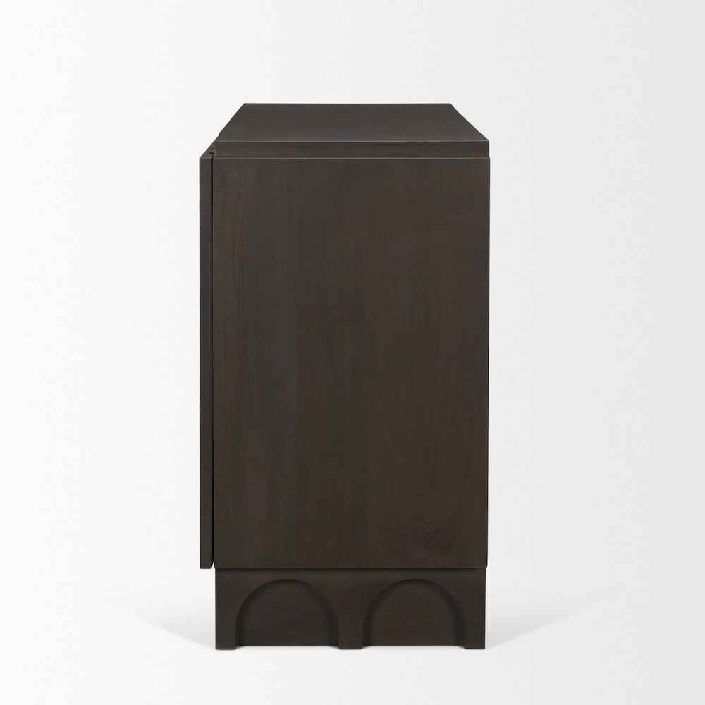 Dark Brown Wood Arched Design Accent Cabinet. Picture 2