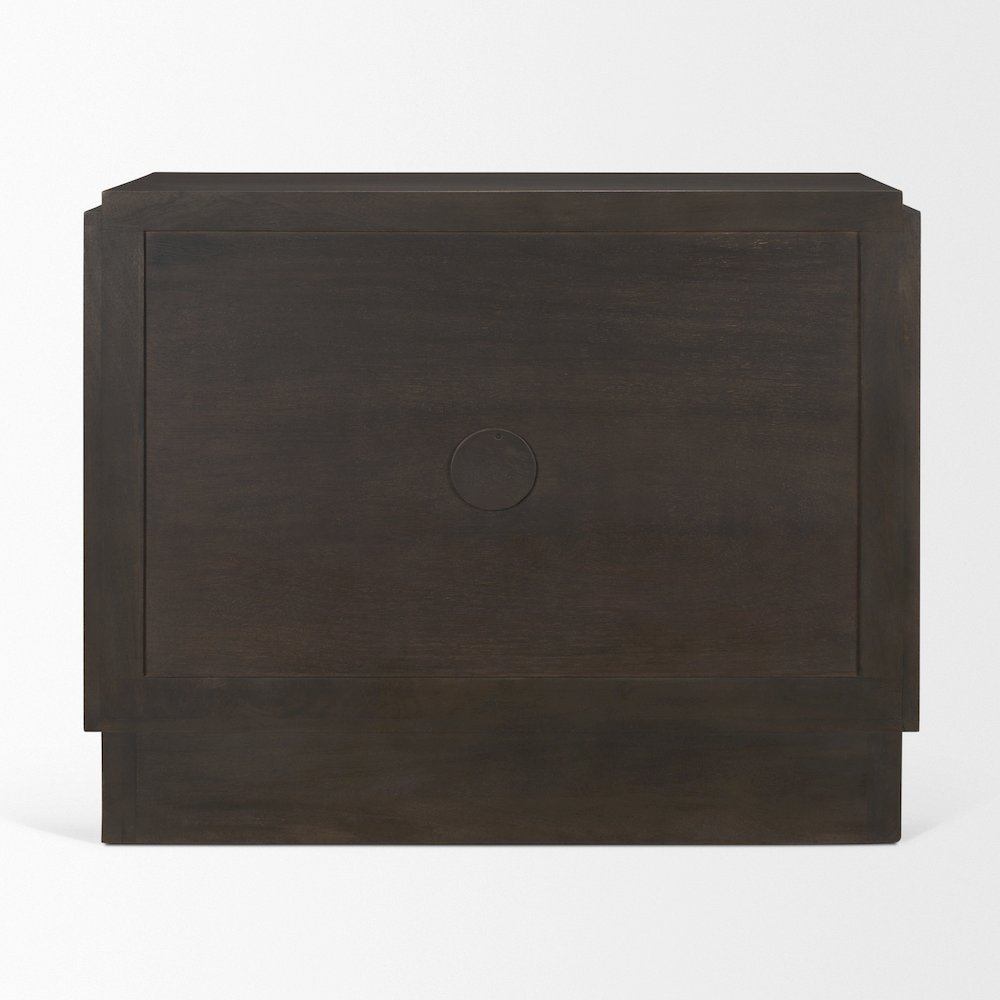 Dark Brown Wood Arched Design Accent Cabinet. Picture 3