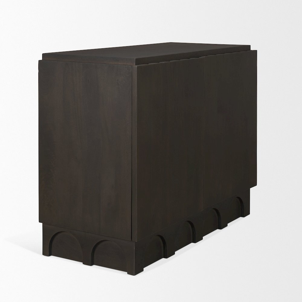 Dark Brown Wood Arched Design Accent Cabinet. Picture 4