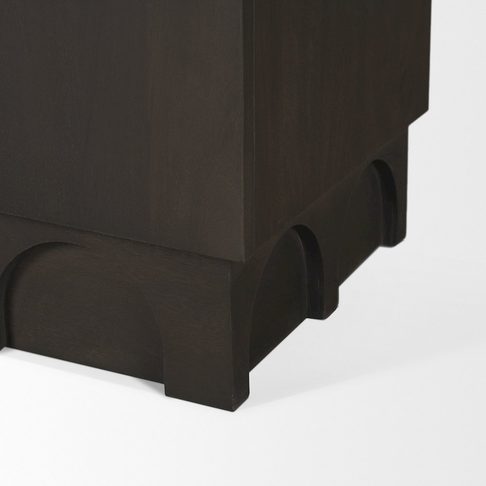 Dark Brown Wood Arched Design Accent Cabinet. Picture 9