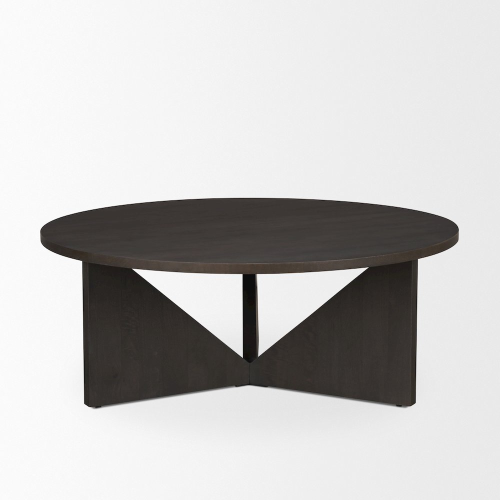 Brown Wood Triangle Legs Coffee Table. Picture 1