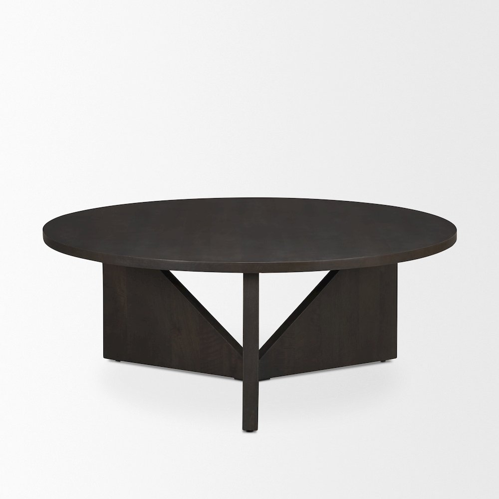 Brown Wood Triangle Legs Coffee Table. Picture 2