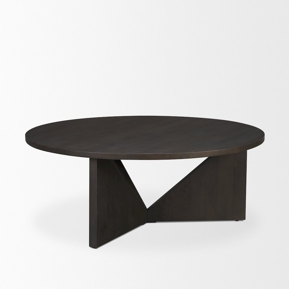 Brown Wood Triangle Legs Coffee Table. Picture 3