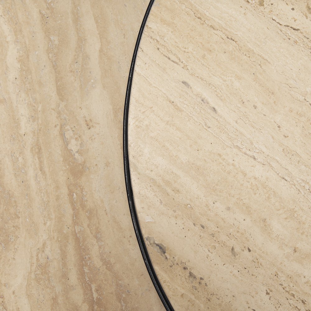 Travertine Marble Matte Black Metal Coffee Tables. Picture 6