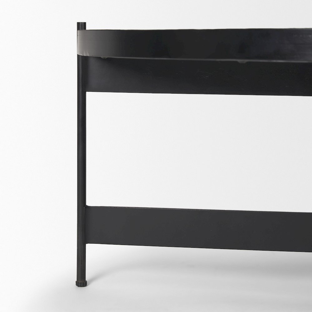 Travertine Marble Matte Black Metal Coffee Tables. Picture 7