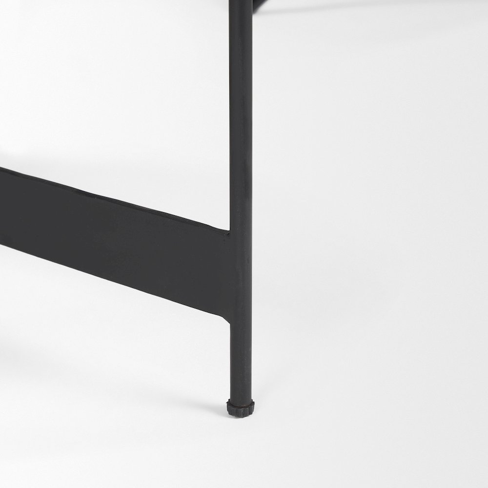 Travertine Marble Matte Black Metal Coffee Tables. Picture 8