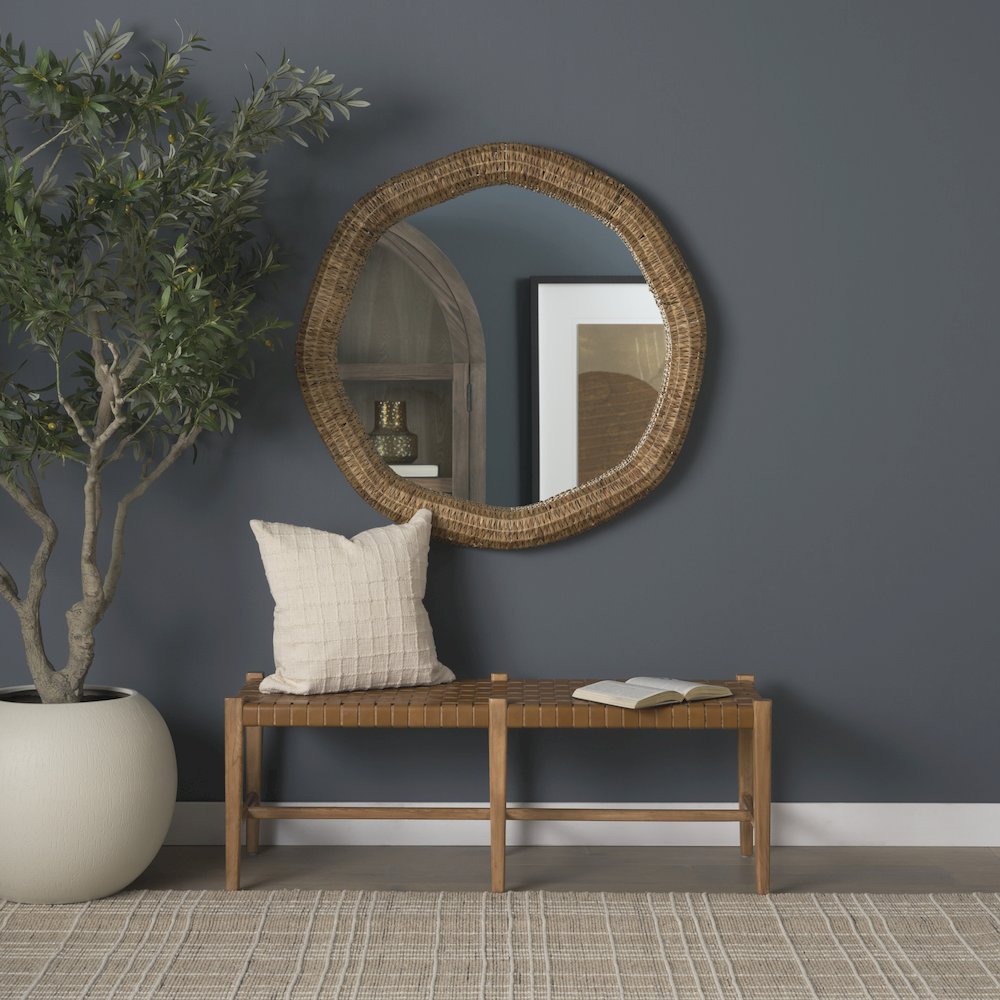 Warrick 42" Woven Water Hyacinth Mirror. Picture 3