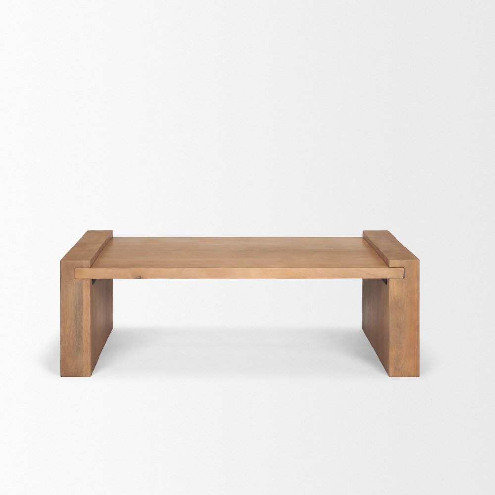 Light Brown Wood Rectangular Coffee Table. Picture 1