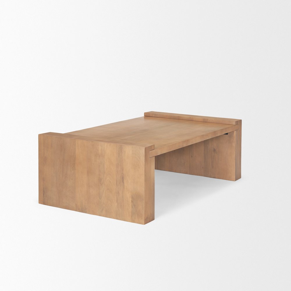 Light Brown Wood Rectangular Coffee Table. Picture 3