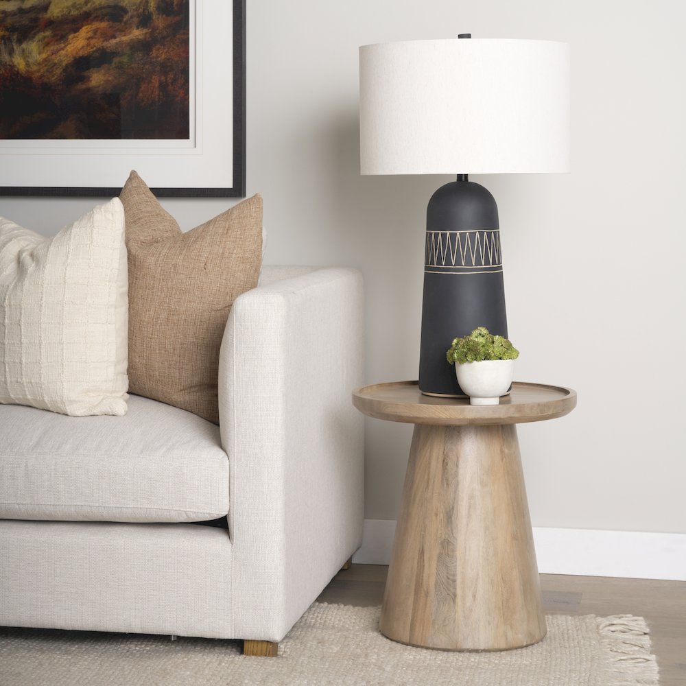 Light Brown Wood Tapered Drum Accent Table. Picture 7