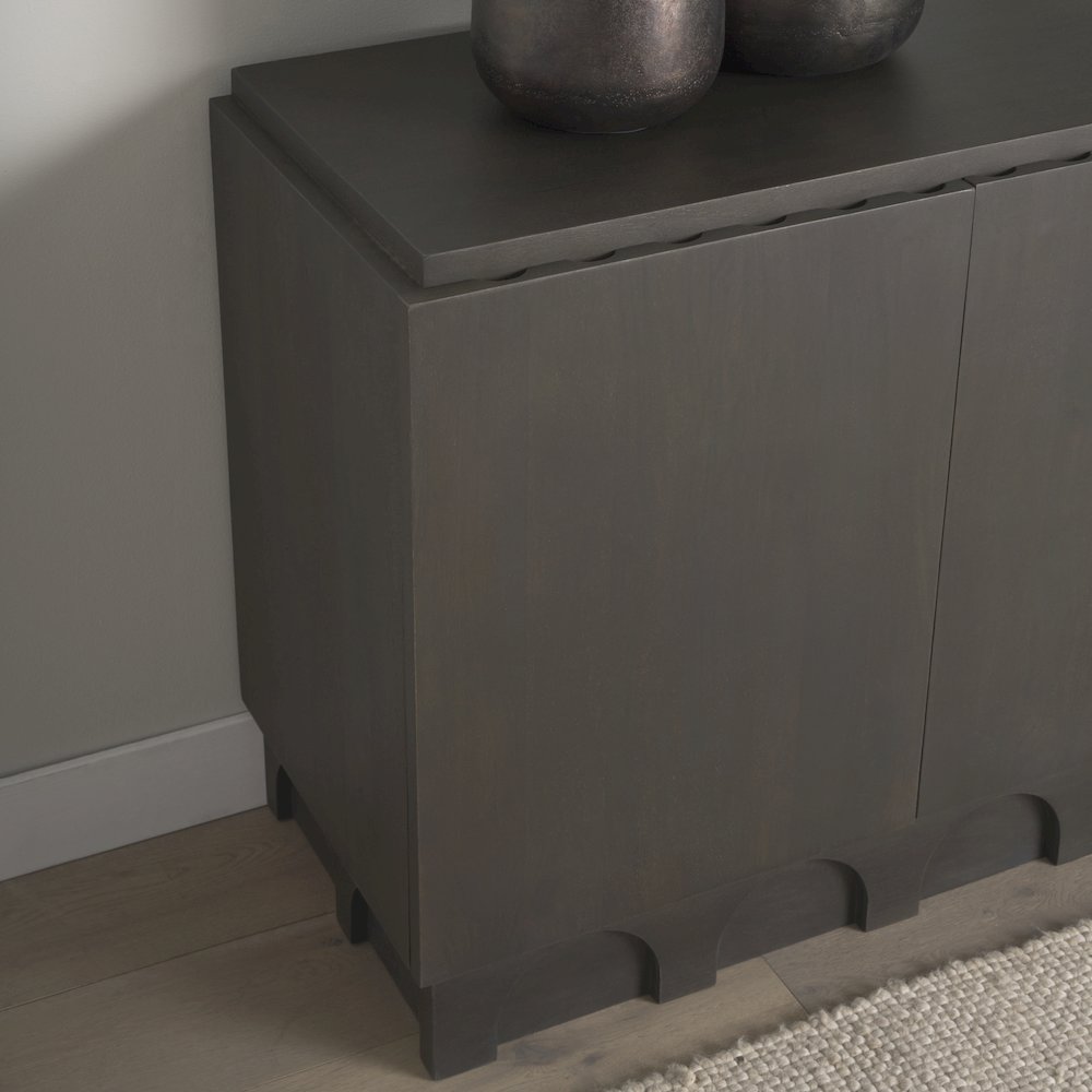 Dark Brown Wood Arched Design Accent Cabinet. Picture 11