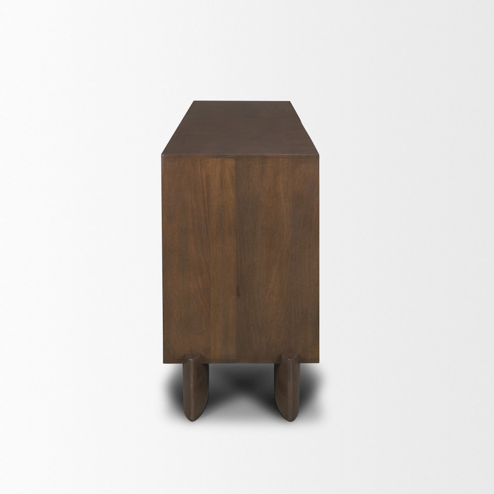 Jonan Dark Brown Wood Dark Aged Brass 2 Door 3 Drawer Sideboard. Picture 2