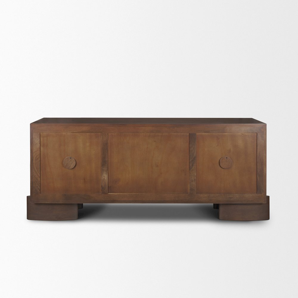 Jonan Dark Brown Wood Dark Aged Brass 2 Door 3 Drawer Sideboard. Picture 3