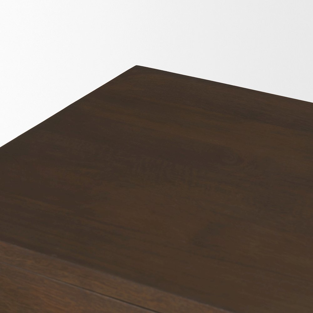 Jonan Dark Brown Wood Dark Aged Brass 2 Door 3 Drawer Sideboard. Picture 6
