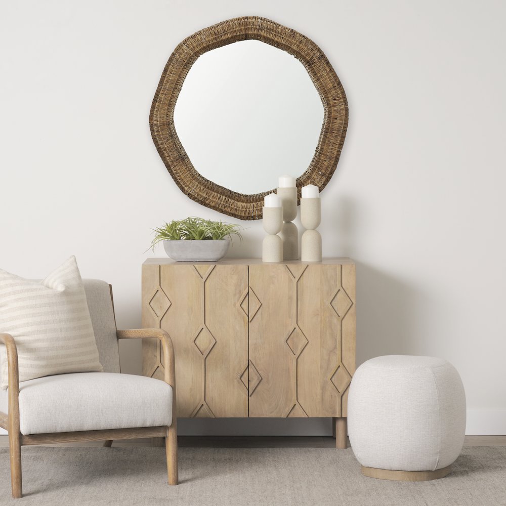 Warrick 36" Woven Water Hyacinth Mirror. Picture 3