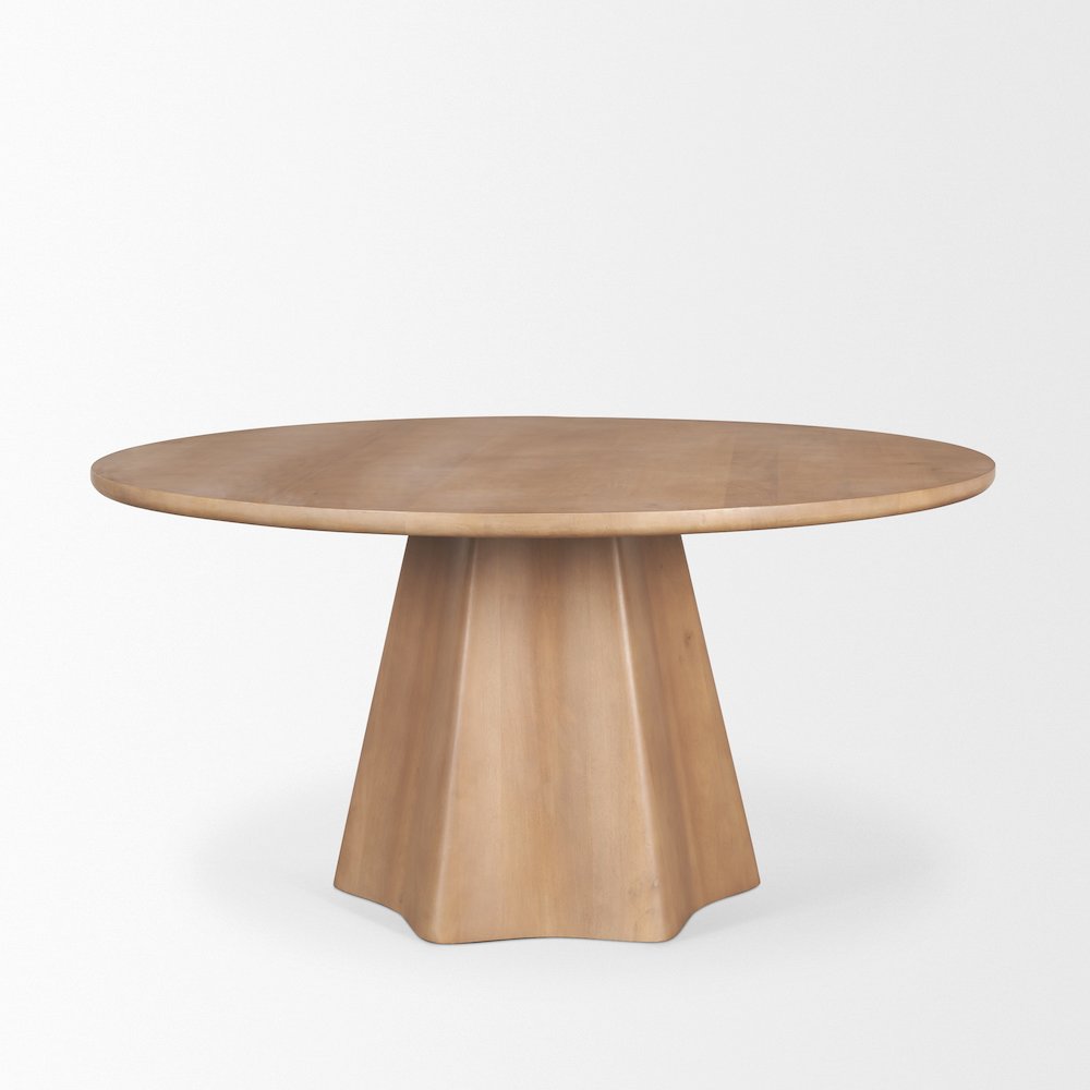 Jovan60" Solid Light Brown Mango Wood Round Dining Table. Picture 1