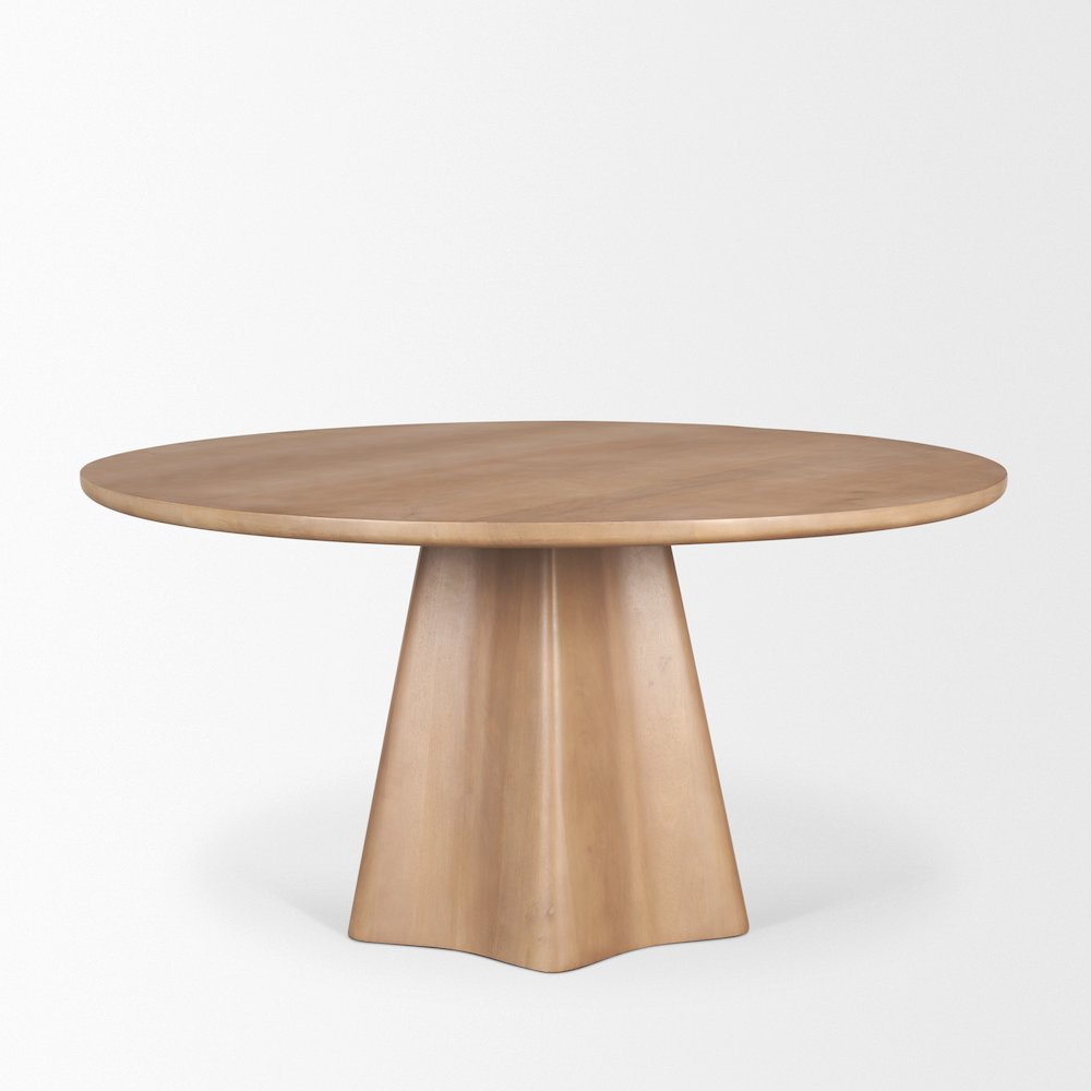 Jovan60" Solid Light Brown Mango Wood Round Dining Table. Picture 2