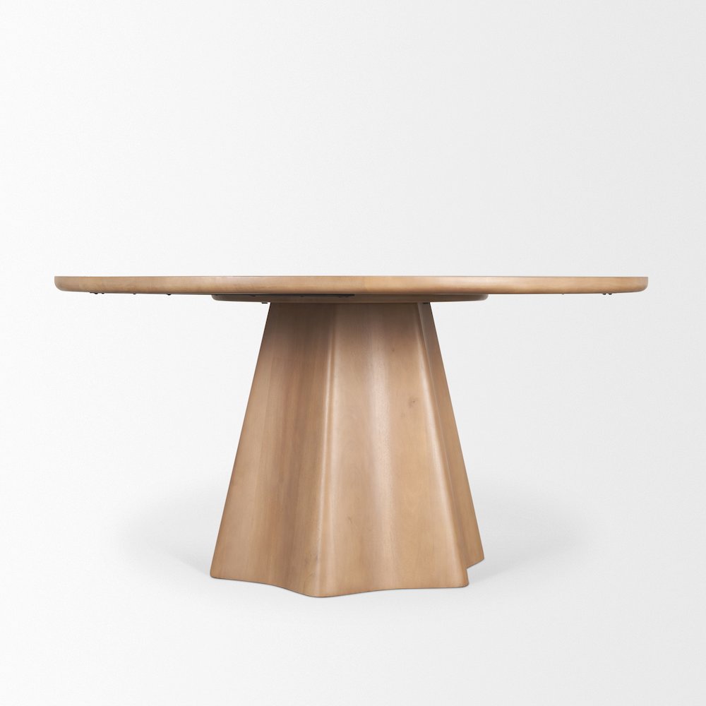 Jovan60" Solid Light Brown Mango Wood Round Dining Table. Picture 3