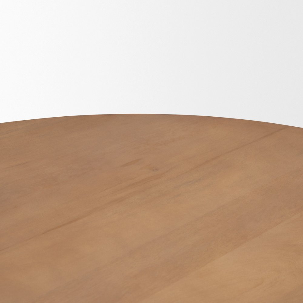 Jovan60" Solid Light Brown Mango Wood Round Dining Table. Picture 4