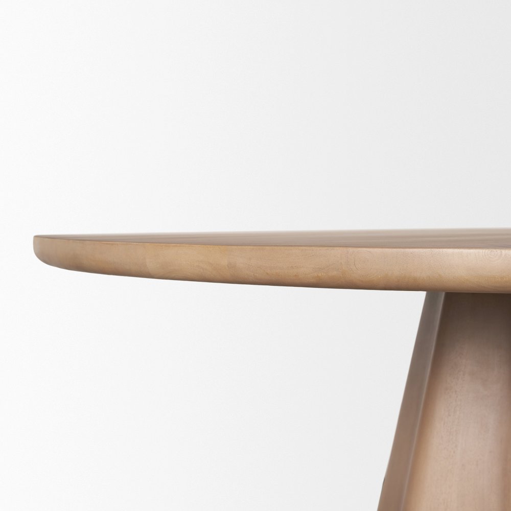 Jovan60" Solid Light Brown Mango Wood Round Dining Table. Picture 5