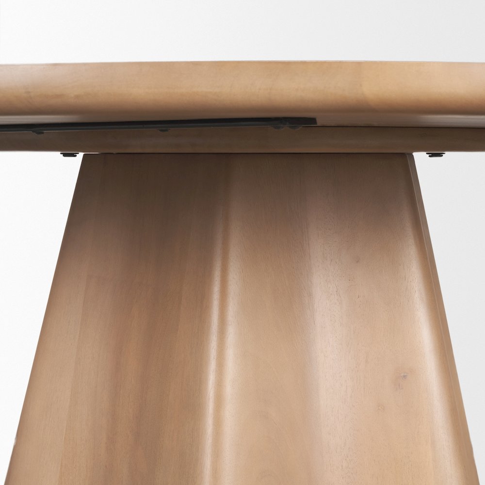 Jovan60" Solid Light Brown Mango Wood Round Dining Table. Picture 6