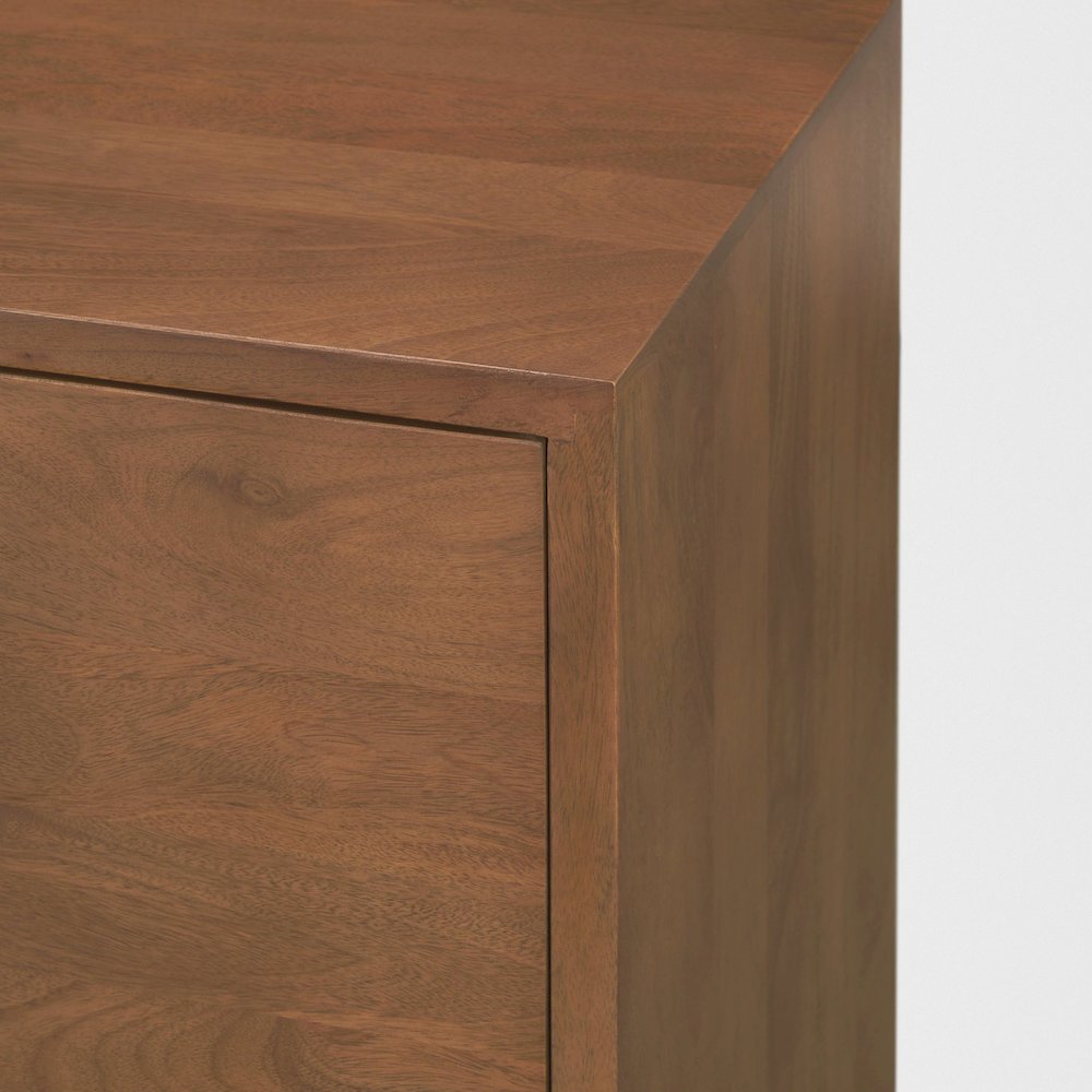 Jonan Medium Brown Wood Dark Aged Brass 2 Door 3 Drawer Sideboard. Picture 7