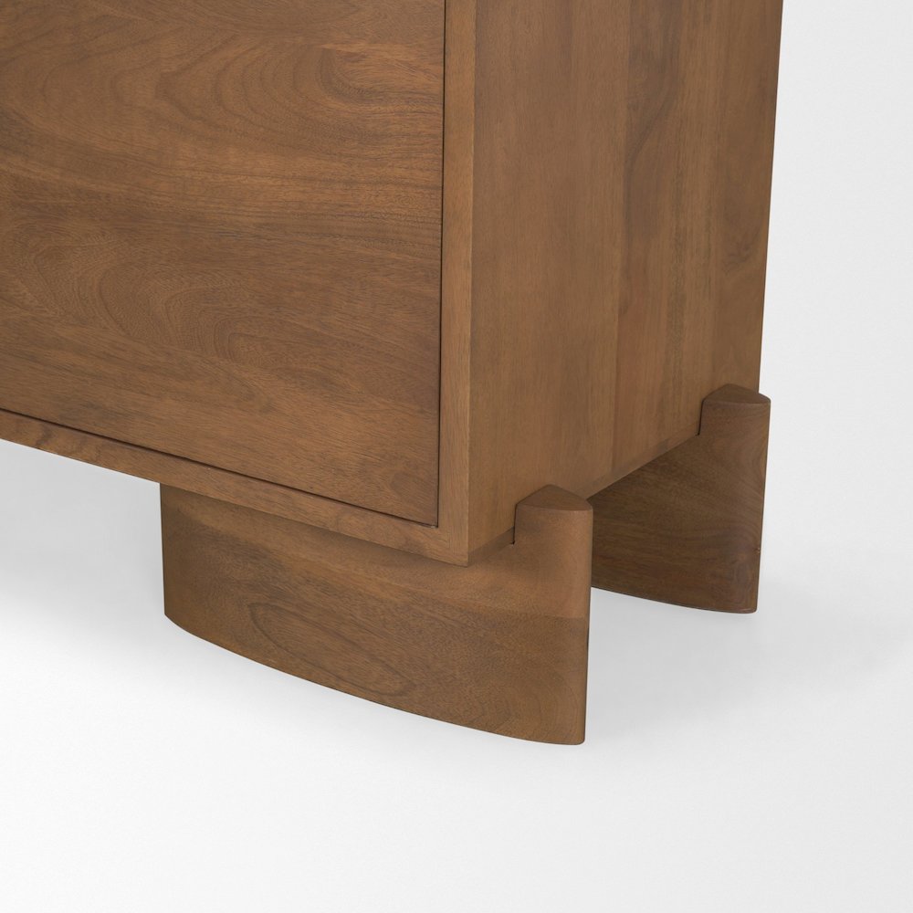 Jonan Medium Brown Wood Dark Aged Brass 2 Door 3 Drawer Sideboard. Picture 9