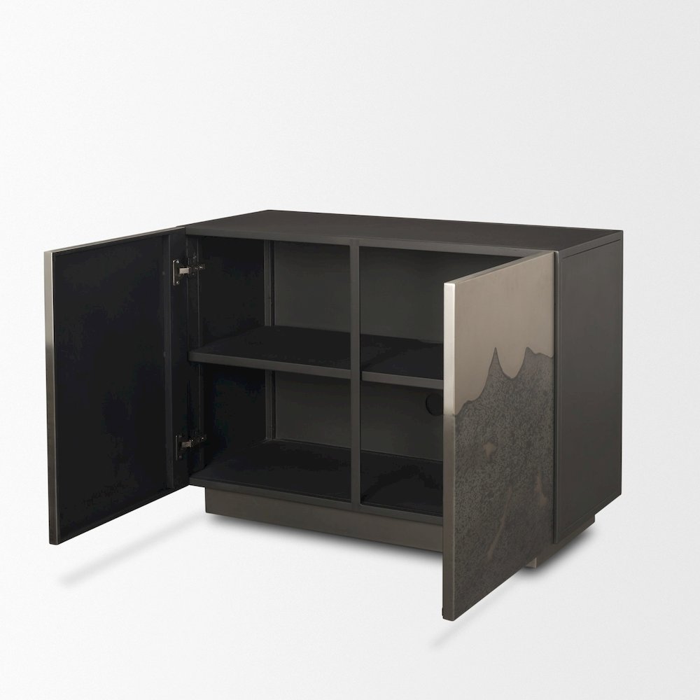 Acid Washed Iron Metal Accent Cabinet. Picture 6