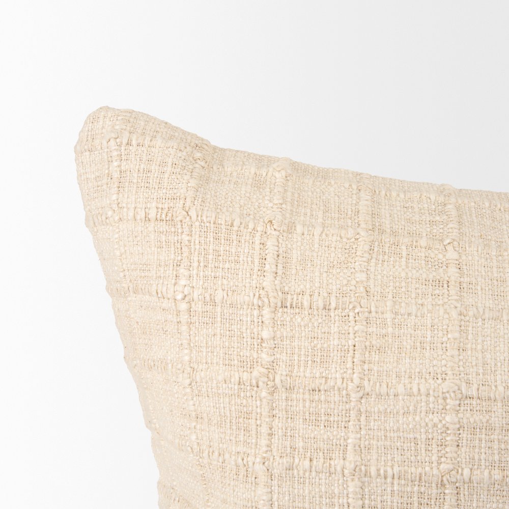 Jacory Cream Checker Textured Decorative Square Pillow Cover. Picture 4